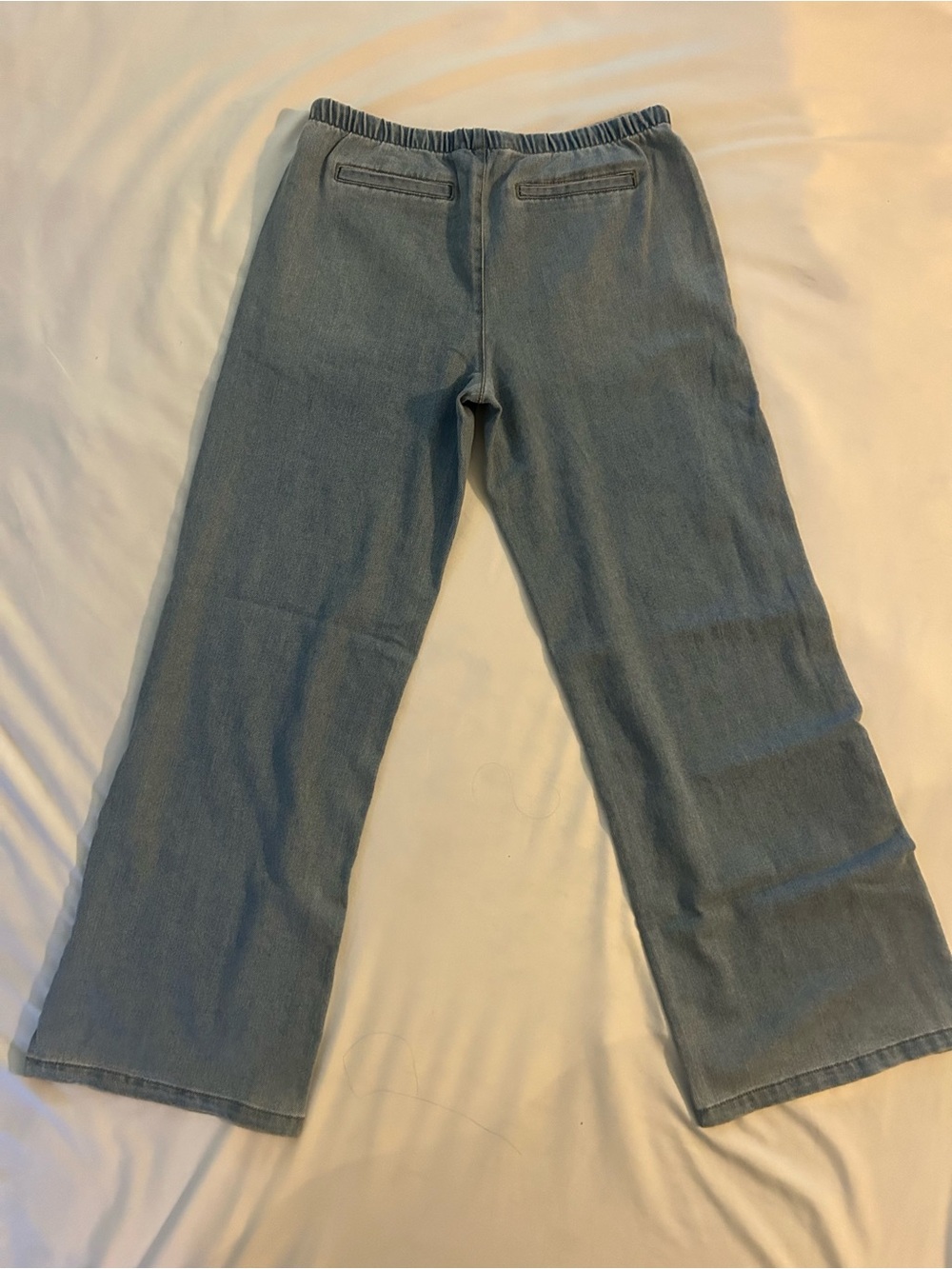 Light Blue Wide-Leg Jeans with Elastic Waist